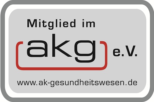 Logo shows "Mitglied im ak-gesundheitswesen"